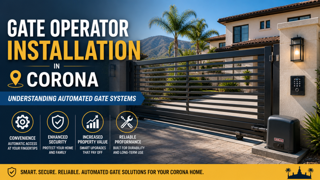 Gate Operator Installation in Corona: Understanding Automated Gate Systems